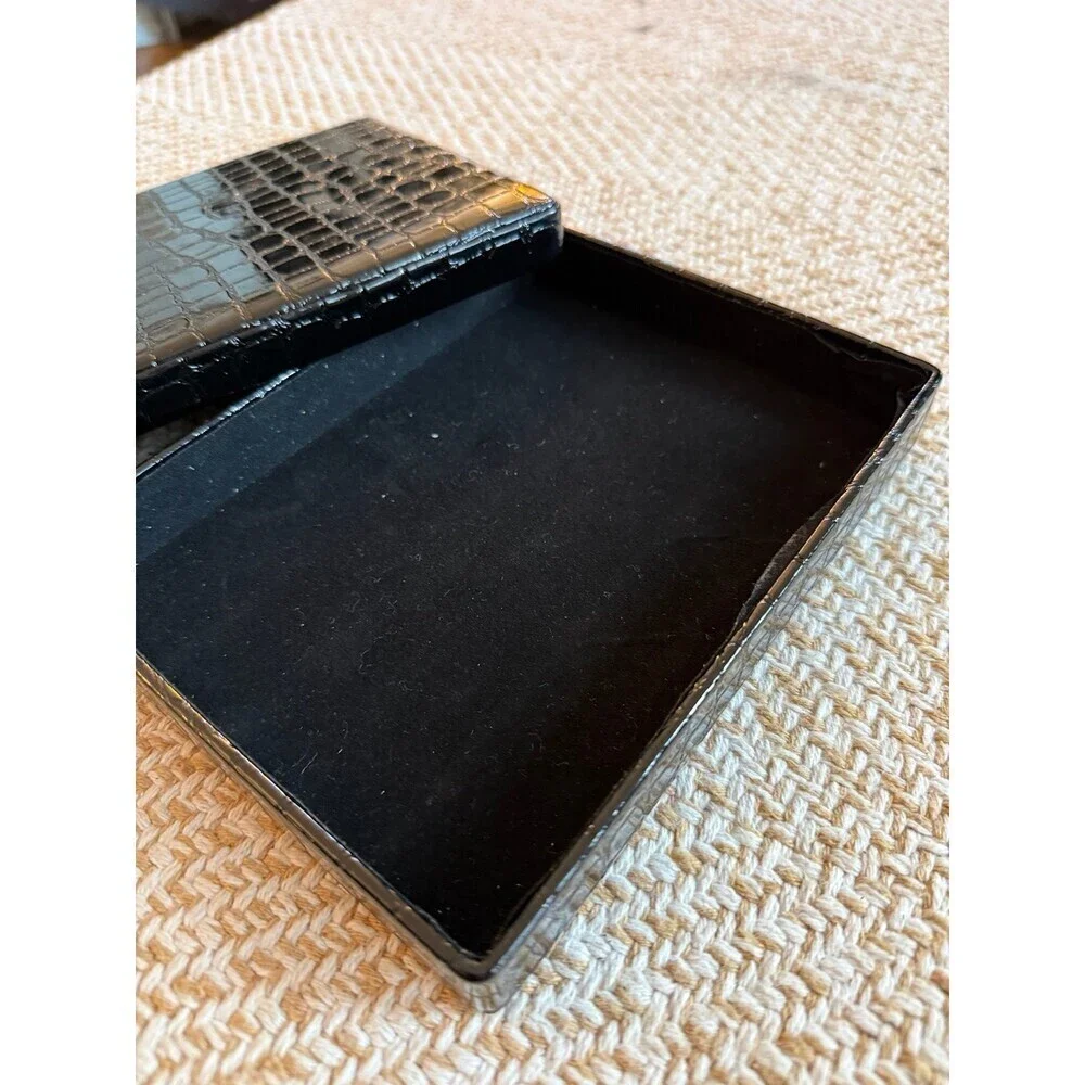 Black Faux Croc Embossed Jewelry or Trinket Box